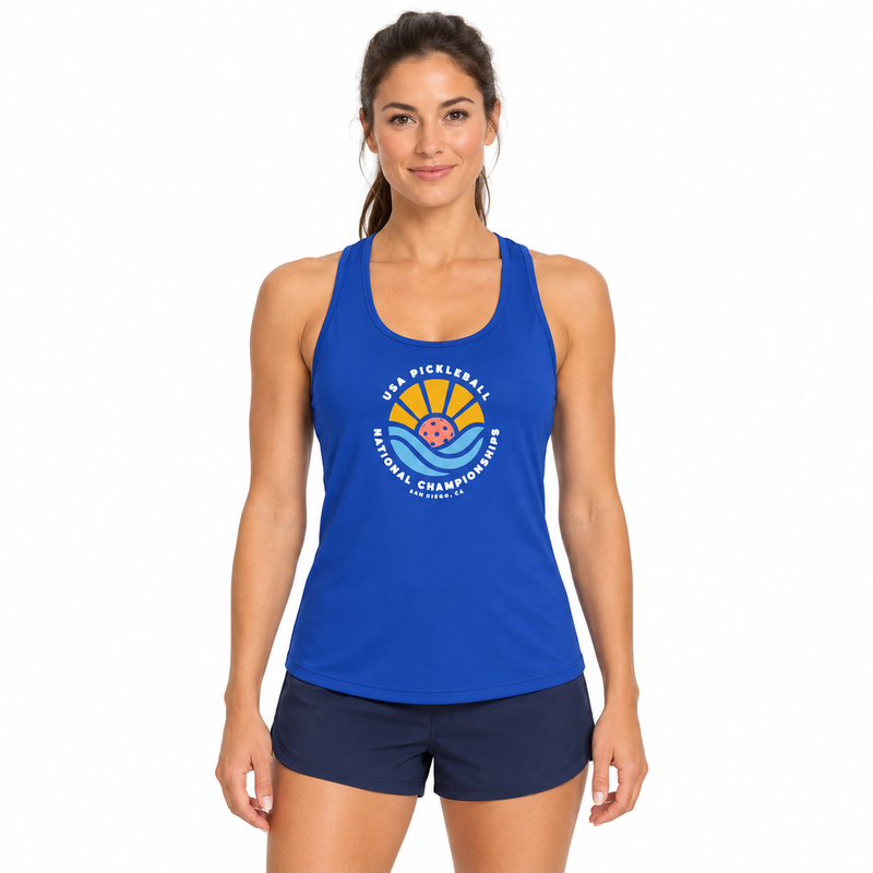Load image into Gallery viewer, USA Pickleball Nationals Coastal Racer Tank
