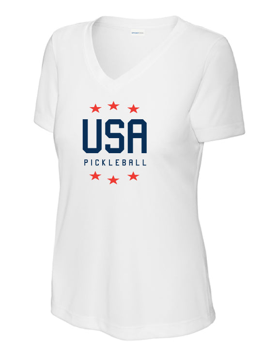 Load image into Gallery viewer, USA Pickleball Stars Performance V-Neck
